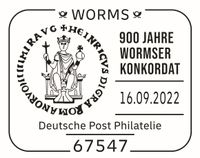 Worms 900 Jahre Konkordat, Sonderstempel, Siegel Heinrich V, Worms, Sonderstempel Worms 900 Jahre Konkordat